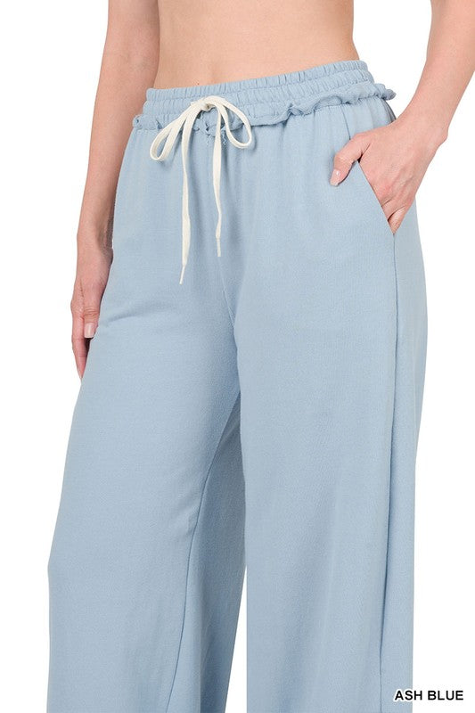 Stilla | Terry Drawstring Talje Raw Edge Hem Bukser