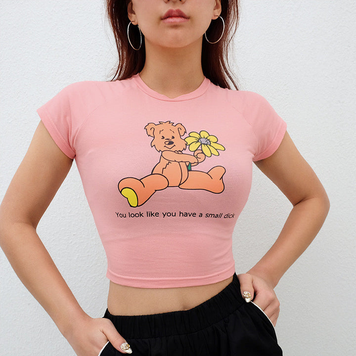 Dame Grafik Crop T-Shirt Stilla