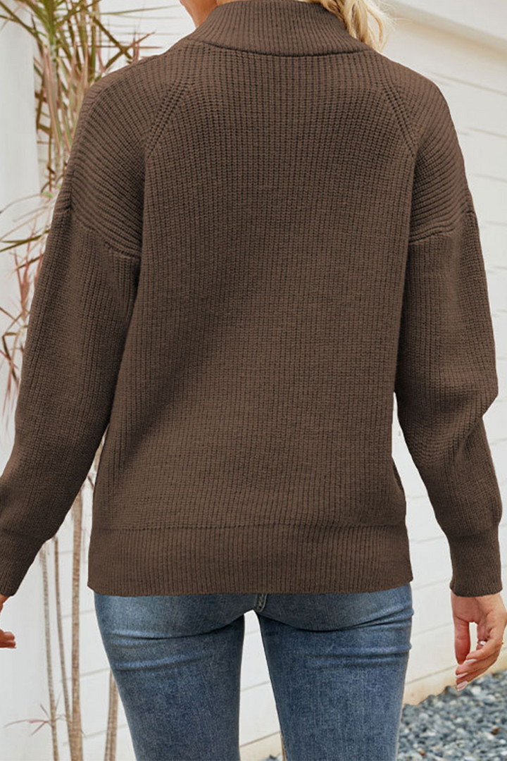 Stilla | Pullover Patchwork Uni Løs Med Lynlås Krave