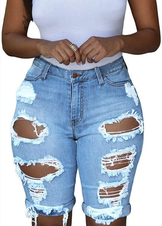 Dame Ødelagte Denim Shorts Stilla