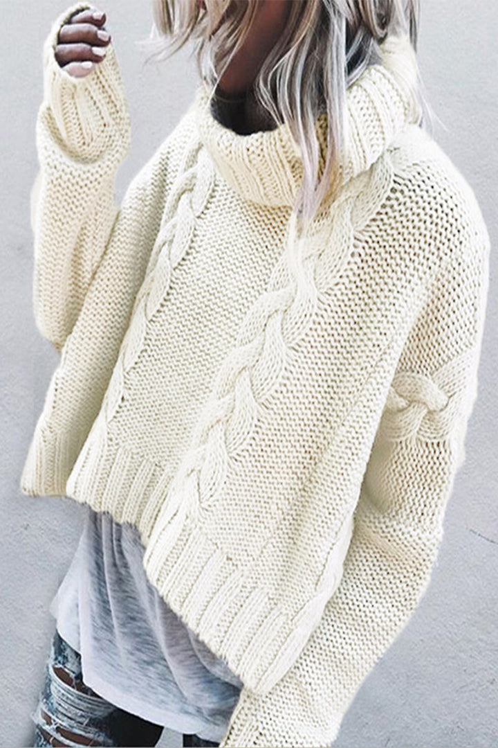 Stilla | Ensfarvet Casual Sweater Med Skalkrage