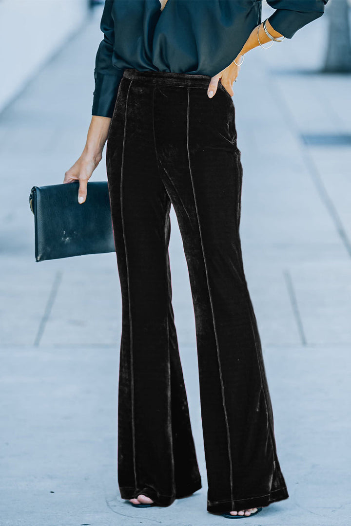 Stilla | Ensfarvet Bootcut Bukser I Street Chic Stil Med Mellemhøj Talje og Højttaler