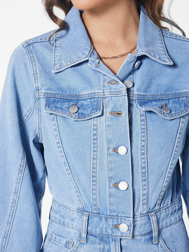 Stilla | Blues Jumpsuit Med Klaplomme Lavet Af Denim Med Knaplukning Foran