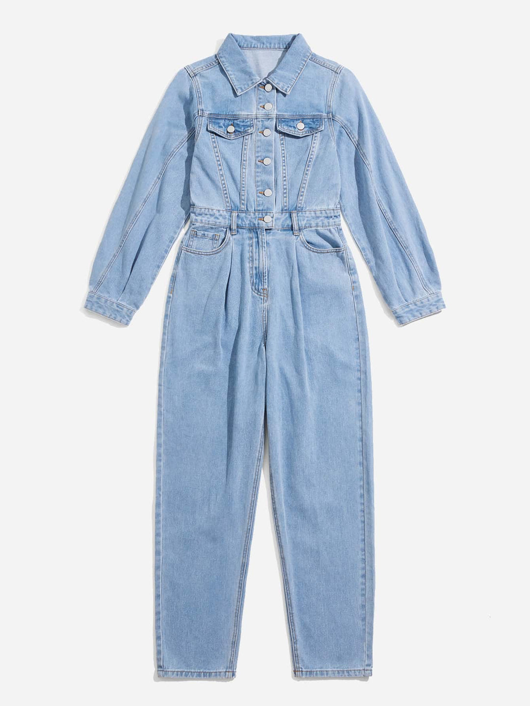 Stilla | Blues Jumpsuit Med Klaplomme Lavet Af Denim Med Knaplukning Foran
