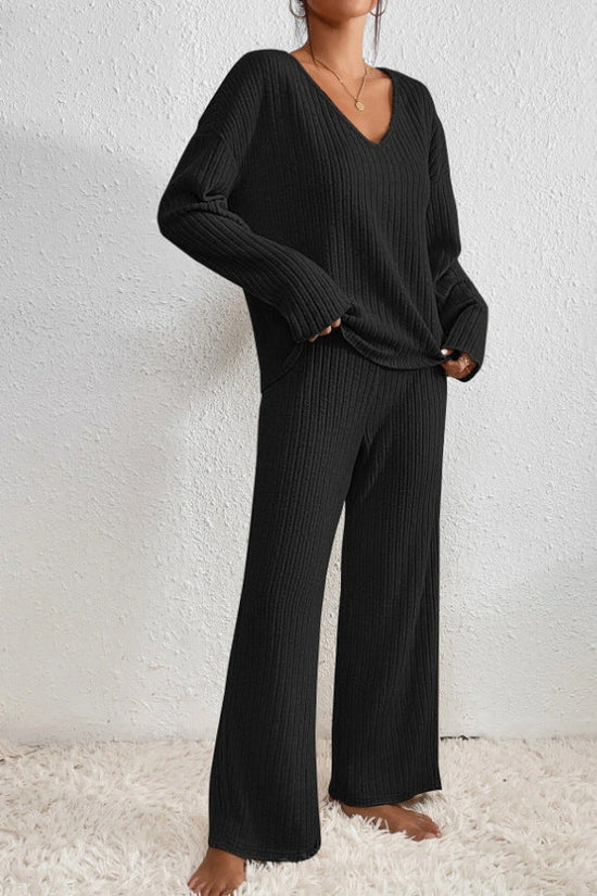 Stilla | Dame Ribstrik To-Delt Loungewear Sæt