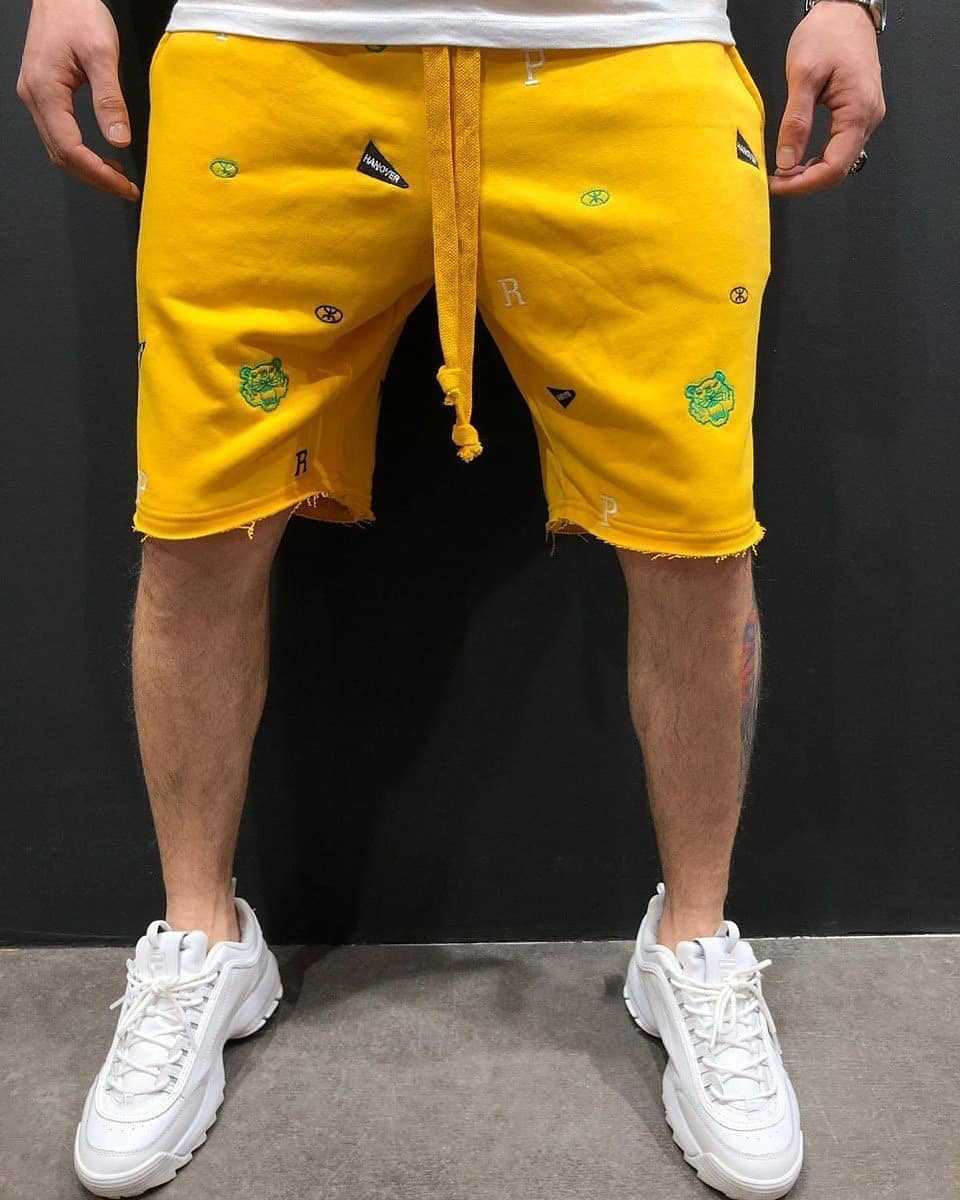 Herrer Behagelige Sweatshorts med farverige logoer og elastisk talje Stilla