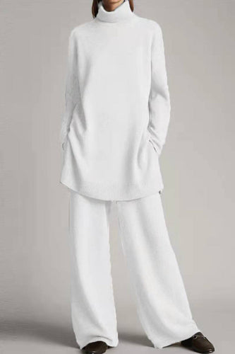 Stilla | Pullover I To Dele Med Rullekrave i Ensfarvet