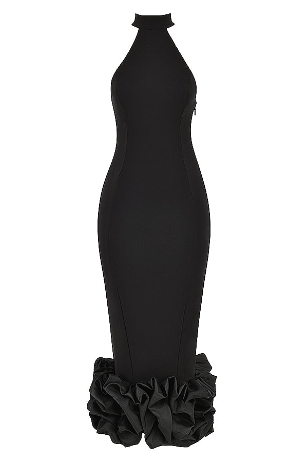 Stilla | Sort Peplum Midikjole
