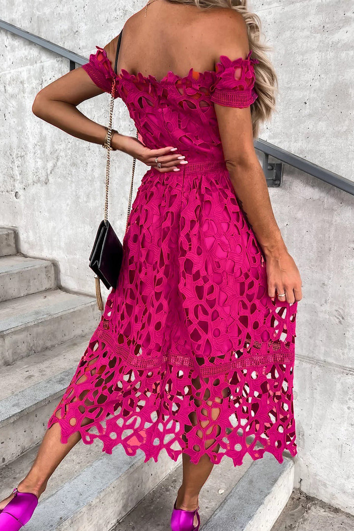 Stilla | Sød Elegant Solid Hullet Tilbagefri Off the Shoulder A-linie Kjoler