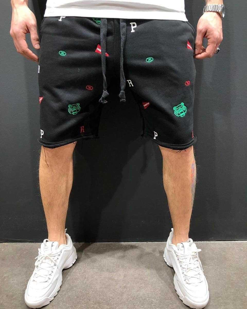 Herrer Behagelige Sweatshorts med farverige logoer og elastisk talje Stilla