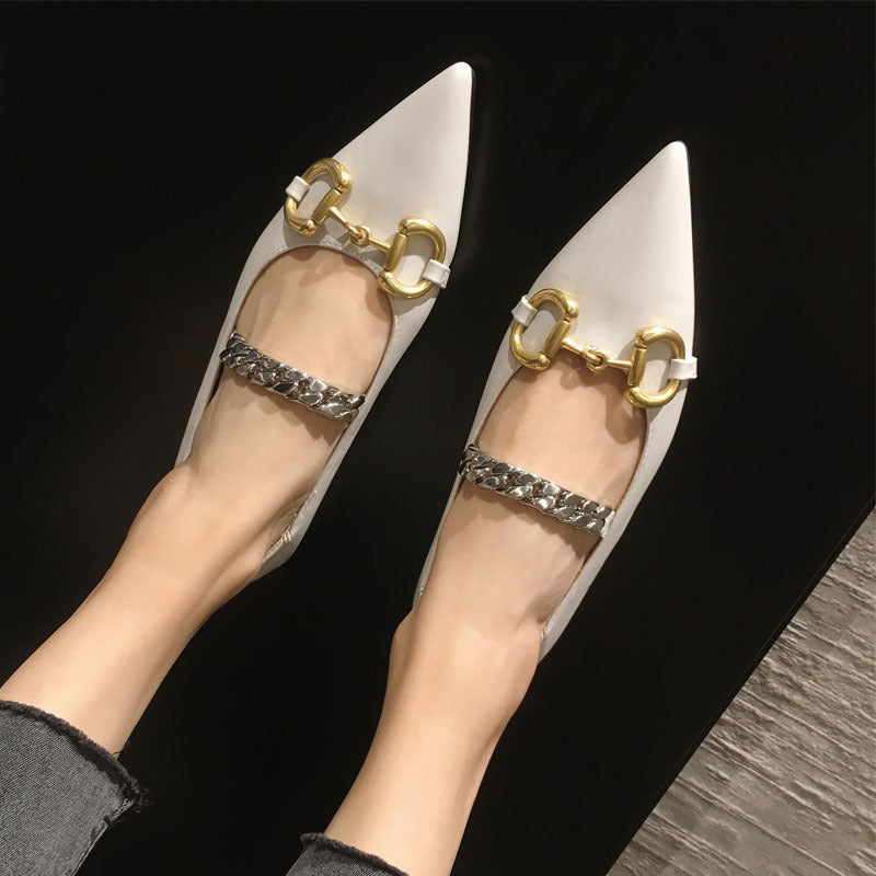 Dame elegante ballerinas med moderigtigt kædetræk Stilla