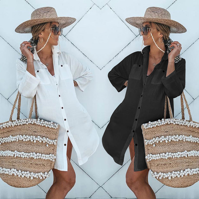 Dame skjortekjole i afslappet Boho-stil med dekorative knapper og feminine detaljer Stilla
