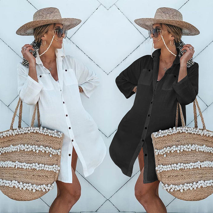 Dame skjortekjole i afslappet Boho-stil med dekorative knapper og feminine detaljer Stilla