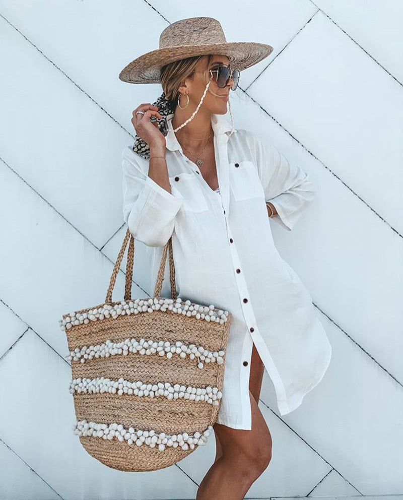 Dame skjortekjole i afslappet Boho-stil med dekorative knapper og feminine detaljer Stilla