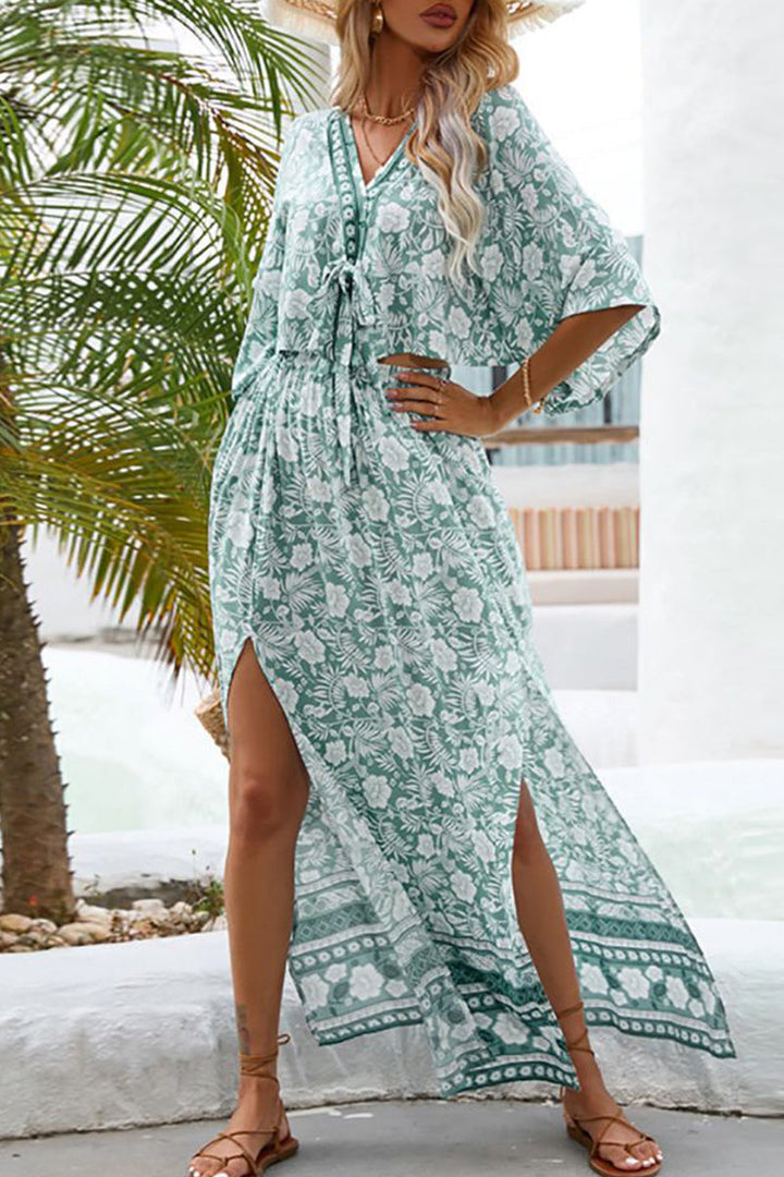 Stilla | Bohemian Ferie Print Frenulum V-hals Halv Ærme to Stykker