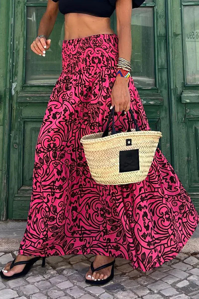 Stilla | Bohemian Printet Maxi-Nederdel til Kvinder