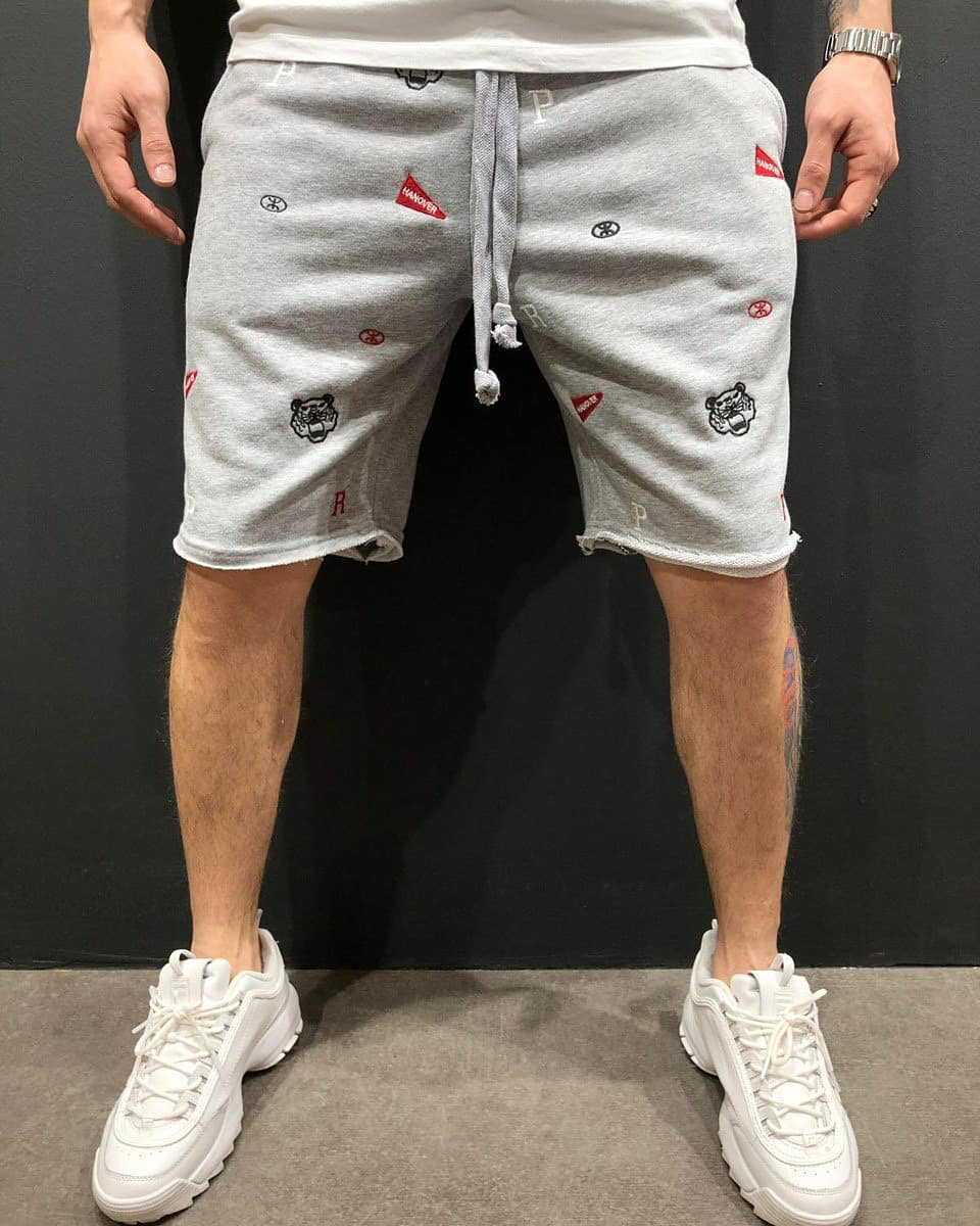 Herrer Behagelige Sweatshorts med farverige logoer og elastisk talje Stilla
