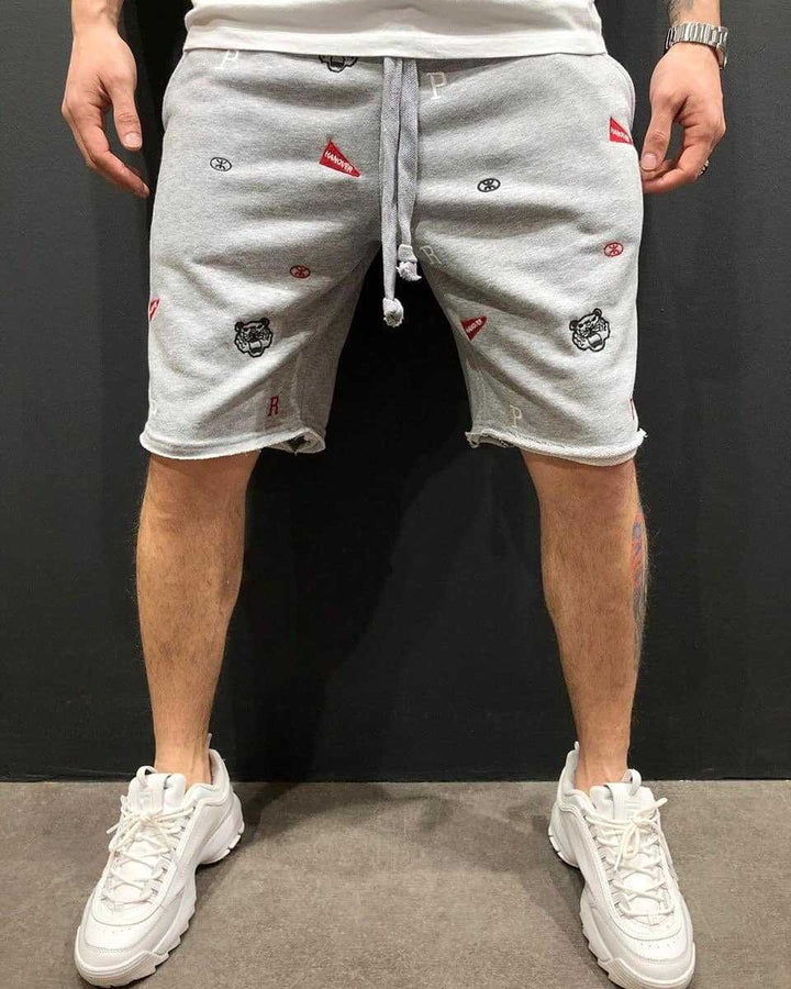 Herrer Behagelige Sweatshorts med farverige logoer og elastisk talje Stilla