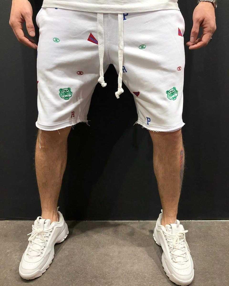 Herrer Behagelige Sweatshorts med farverige logoer og elastisk talje Stilla