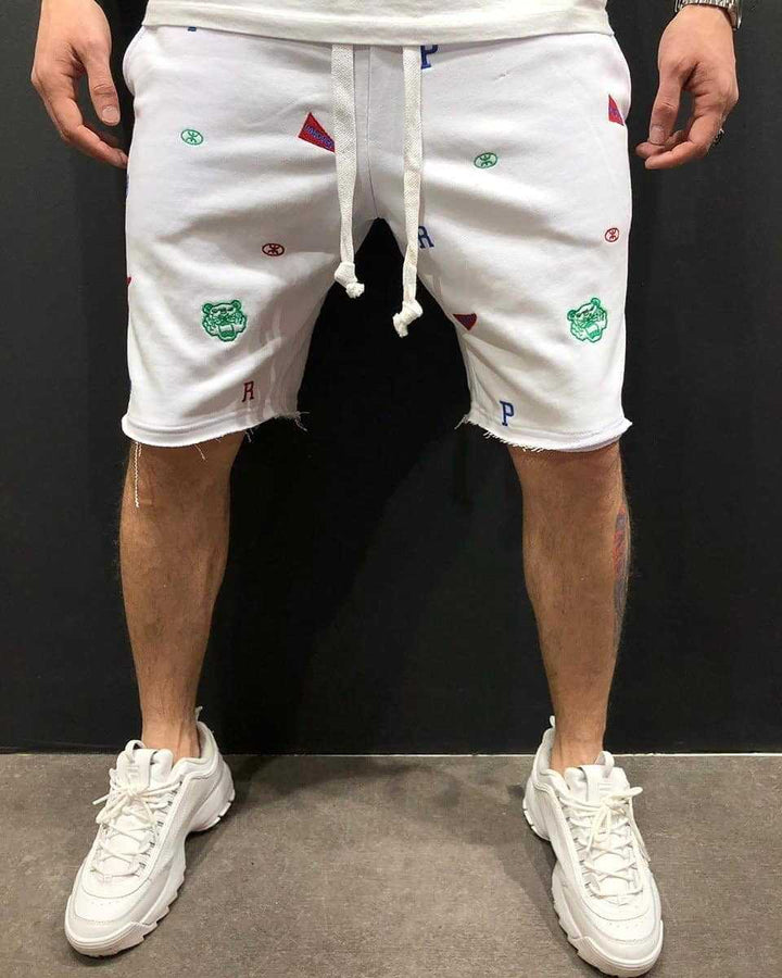Herrer Behagelige Sweatshorts med farverige logoer og elastisk talje Stilla