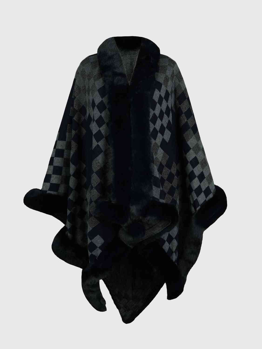 Stilla | Faux Fur Trim Poncho