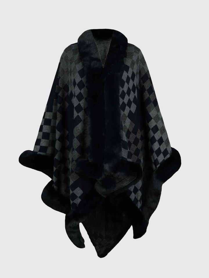 Stilla | Faux Fur Trim Poncho