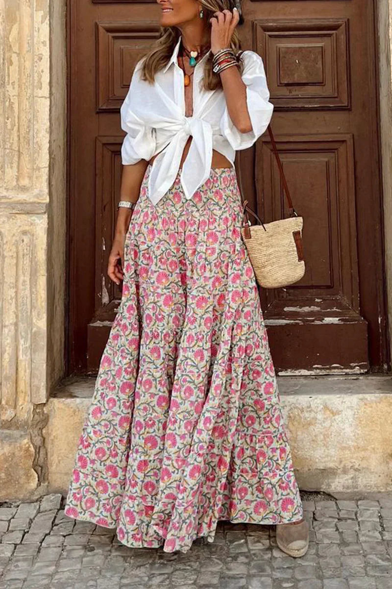 Stilla | Bohemian Printet Maxi-Nederdel til Kvinder