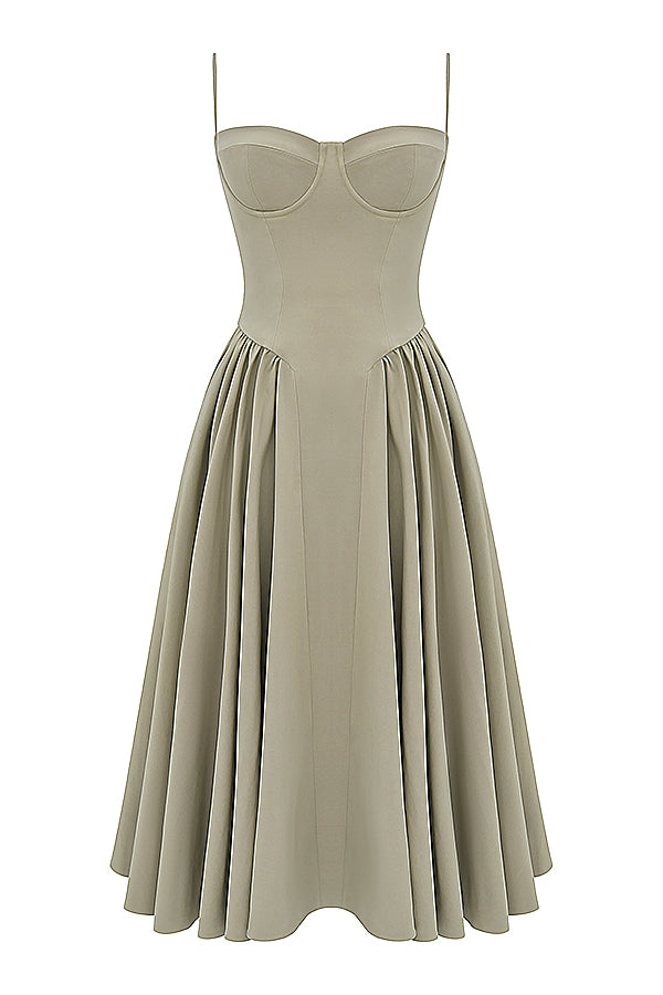 Stilla | Twill Korset Midi Kjole