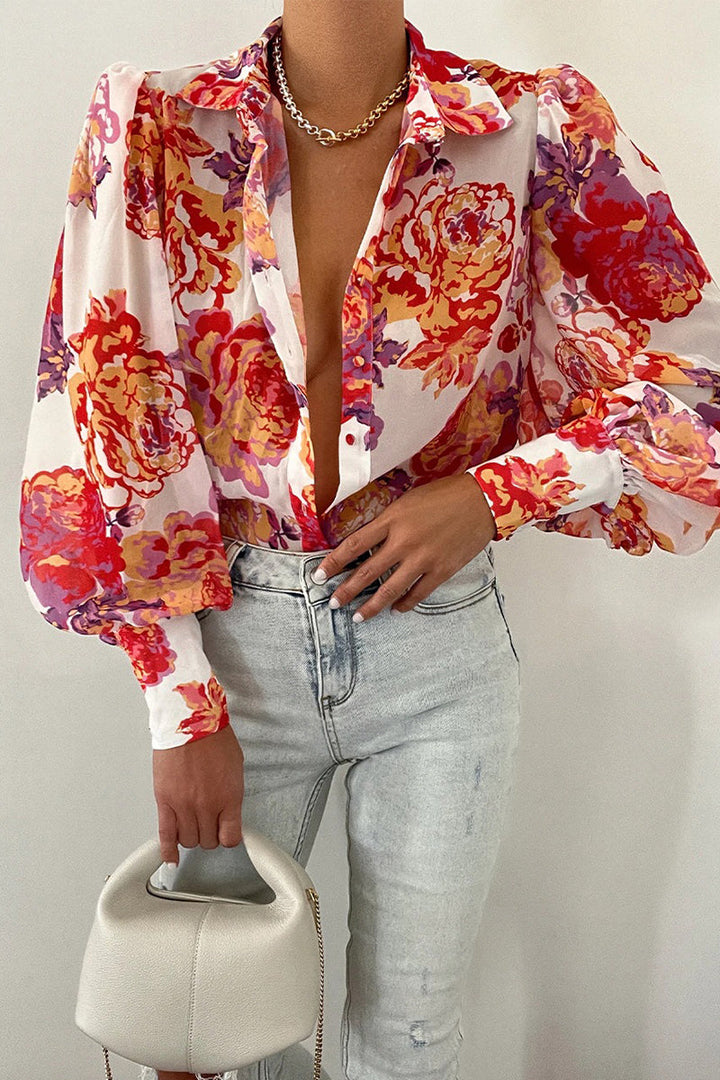 Skovae | Blomsterbluse med puffærmer til damer