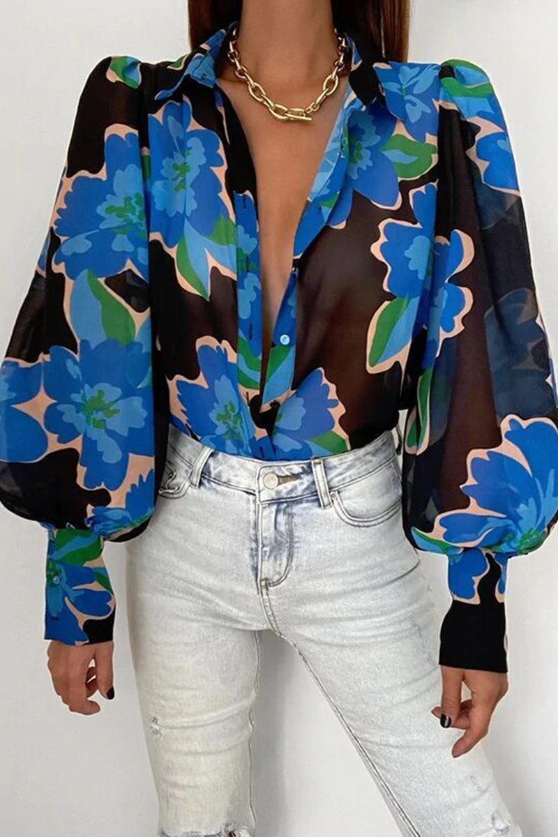 Skovae | Blomsterbluse med puffærmer til damer