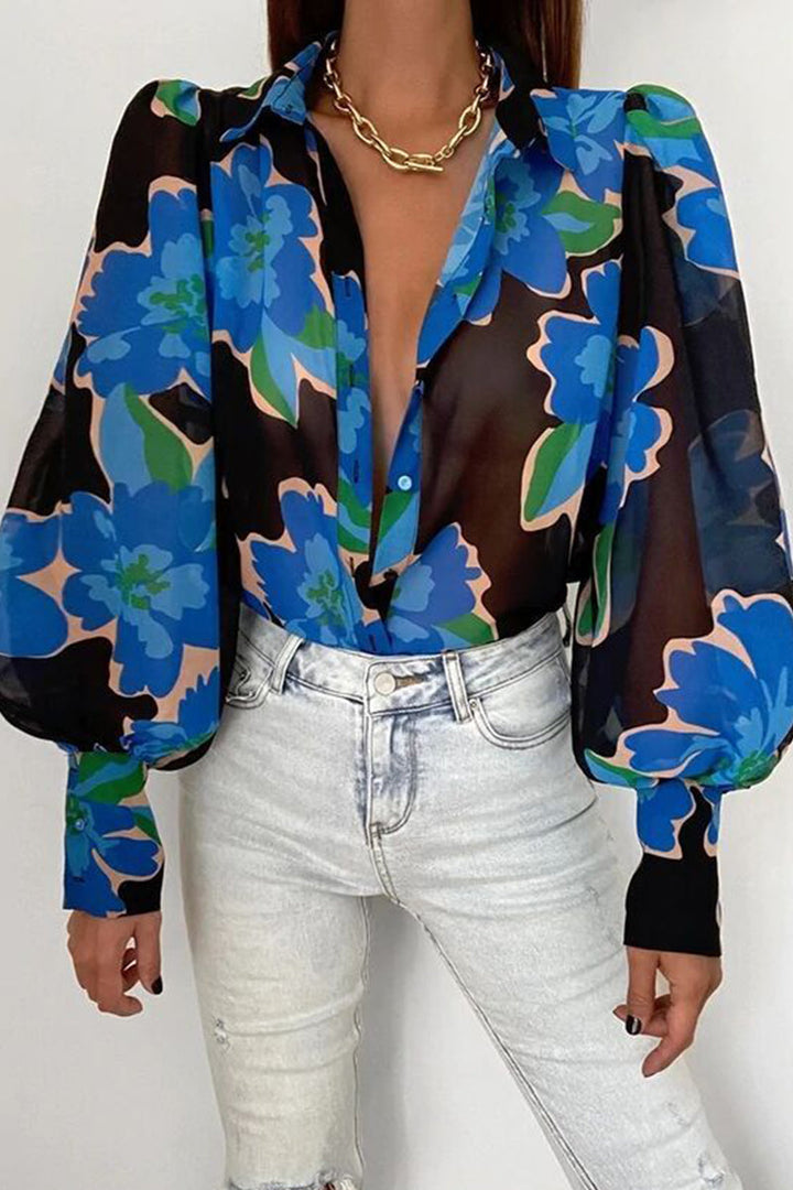 Skovae | Blomsterbluse med puffærmer til damer