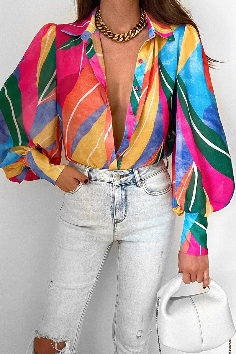 Skovae | Blomsterbluse med puffærmer til damer