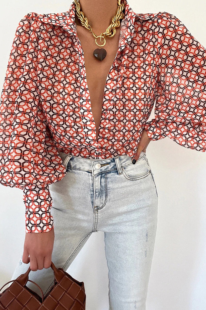 Skovae | Blomsterbluse med puffærmer til damer