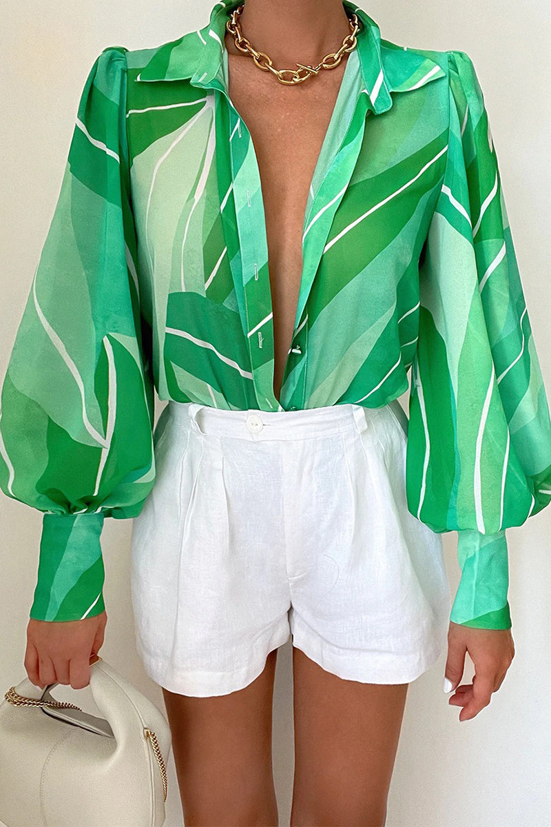 Skovae | Blomsterbluse med puffærmer til damer
