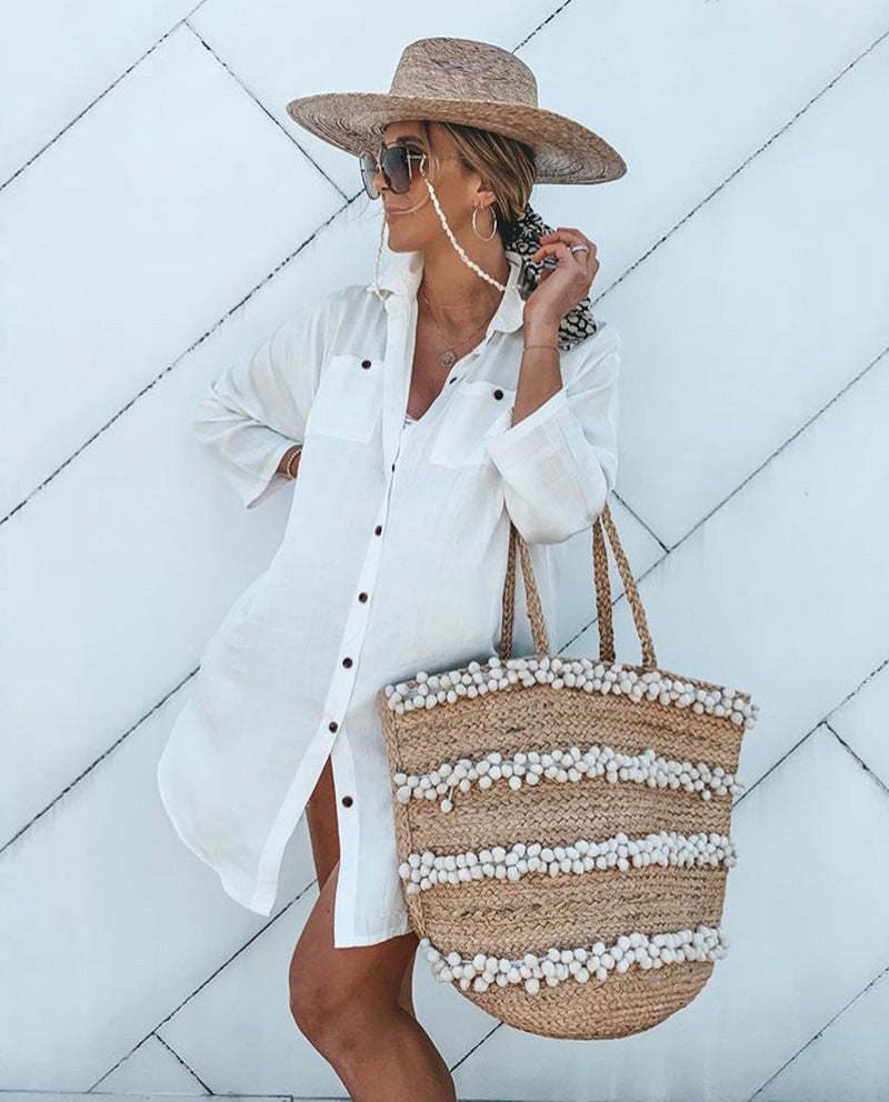 Dame skjortekjole i afslappet Boho-stil med dekorative knapper og feminine detaljer Stilla