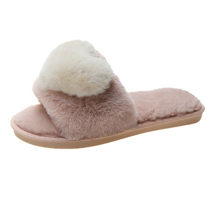 Dame Komfortable Flausche-Pantoletten med flotte Zierpompons Stilla
