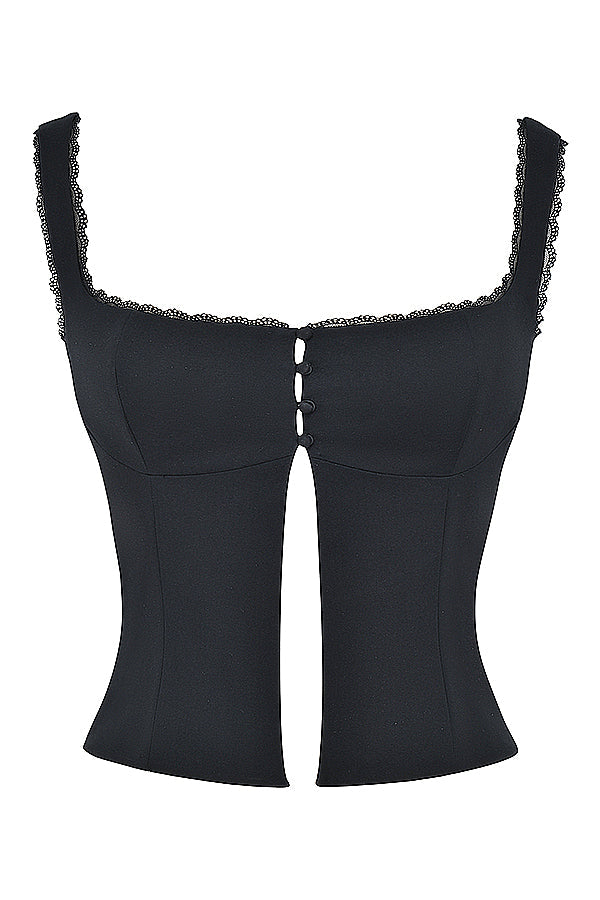 Stilla | Top Med Sort Blonde Detalje