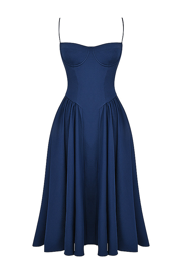 Stilla | Twill Korset Midi Kjole