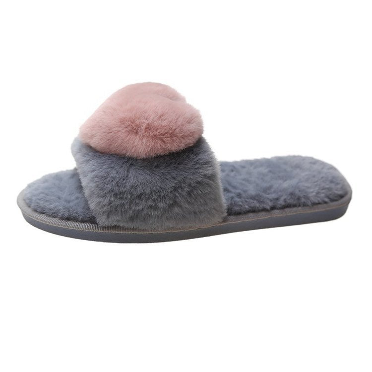 Dame Komfortable Flausche-Pantoletten med flotte Zierpompons Stilla