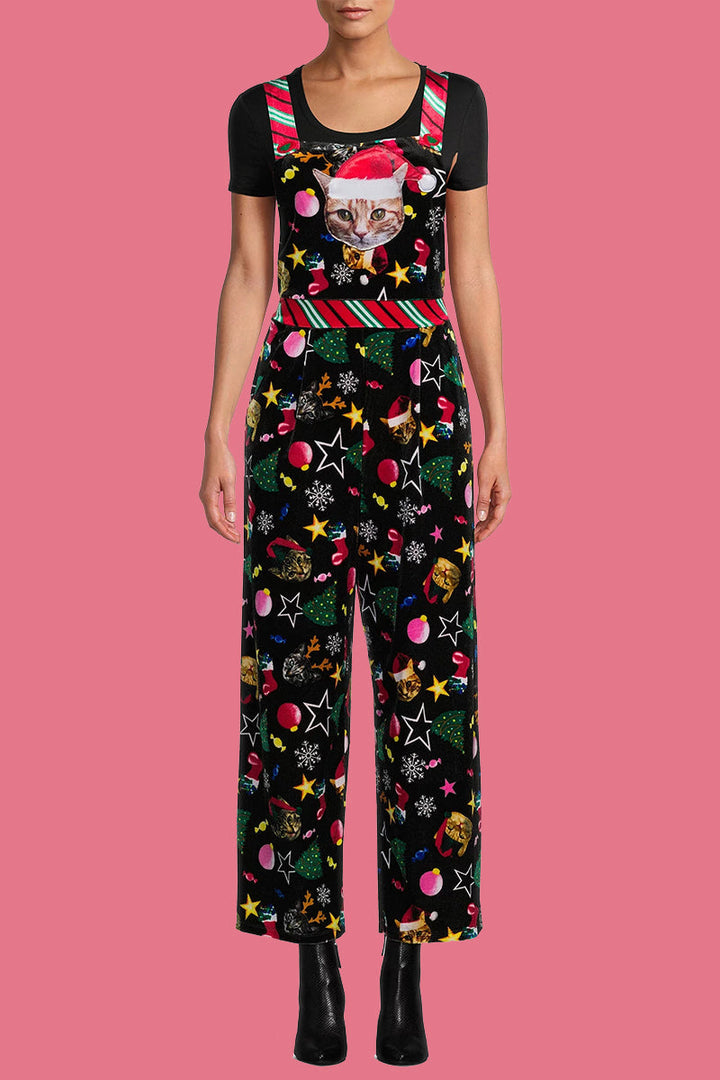 Stilla | Casual Wapiti Snefnug Juletræ Mønstrede Patchwork Square Krave Løse Overalls