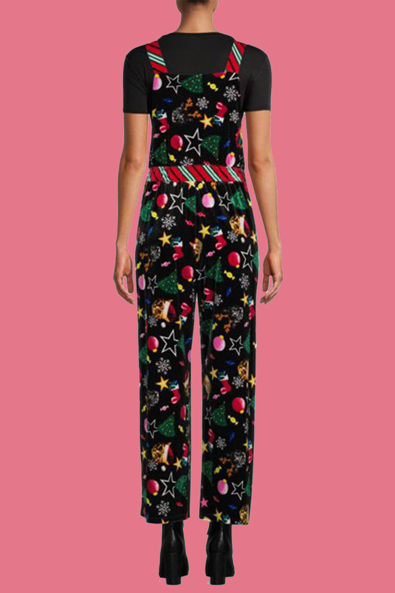 Stilla | Casual Wapiti Snefnug Juletræ Mønstrede Patchwork Square Krave Løse Overalls