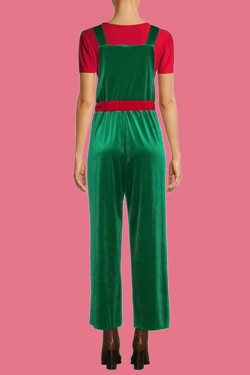 Stilla | Casual Wapiti Snefnug Juletræ Mønstrede Patchwork Square Krave Løse Overalls