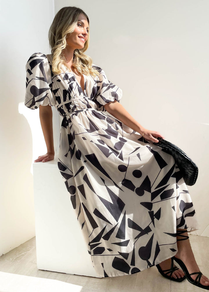 Stilla | Langues Ysa V-udskæring Kjole Med Puffærmer