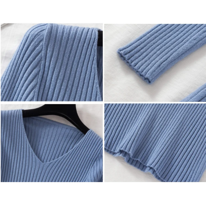 Stilla | Slim-fit-uppe med rib-v-udskæring til et smart look
