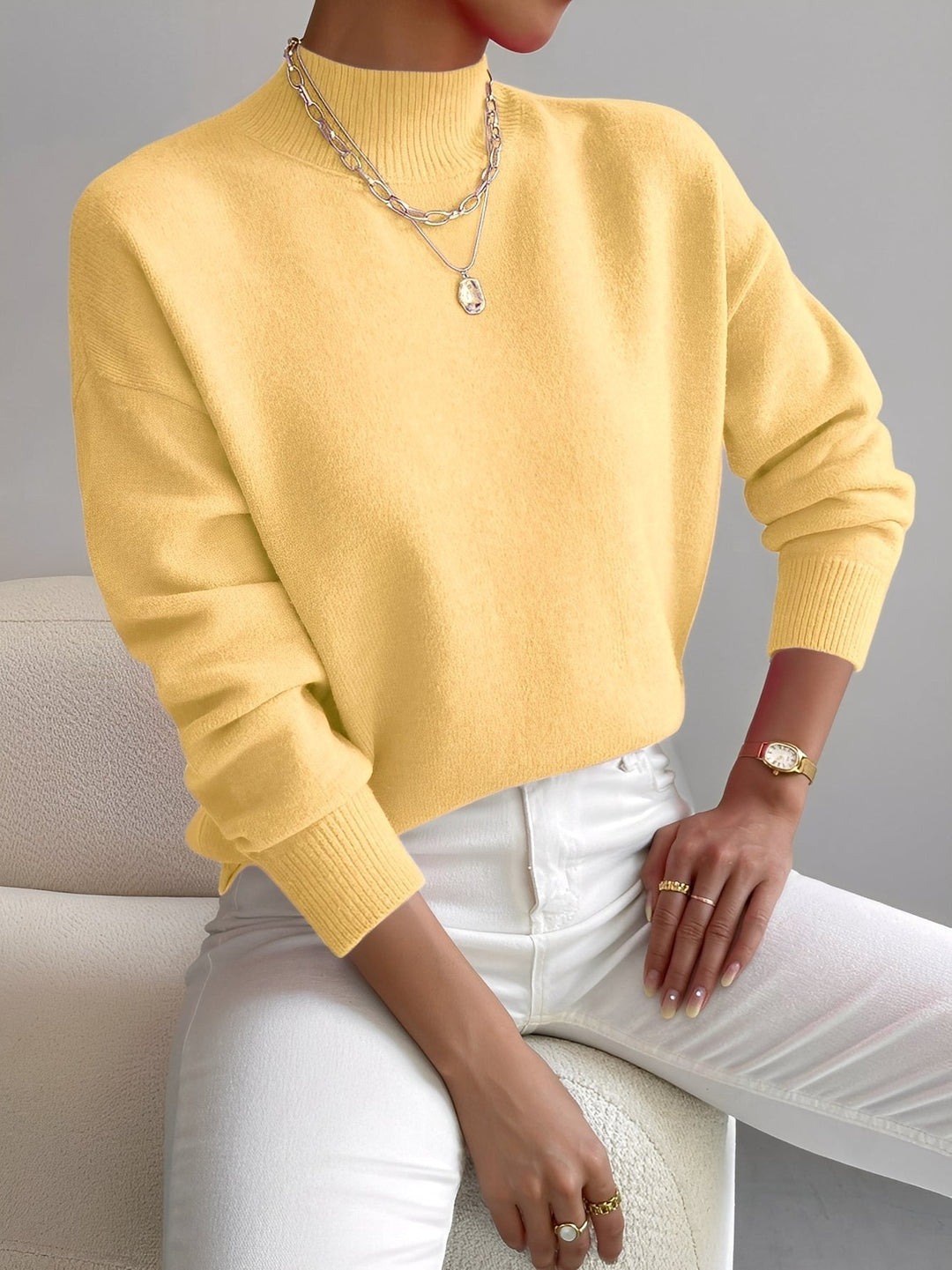 Stilla | Elegant Damepullover med Ståkrave