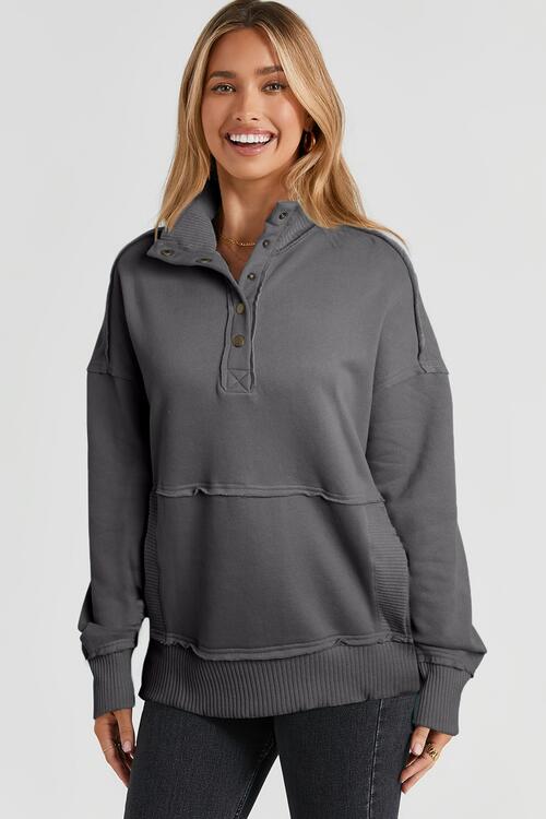 Stilla | Snap Drop Shoulder Langærmet Sweatshirt