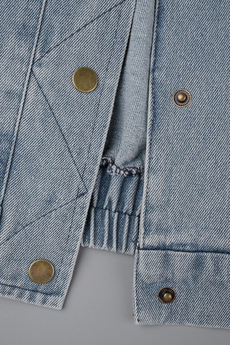 Stilla | Solid Patchwork Krumme Krave Lange Ærme Regular Denimjakke
