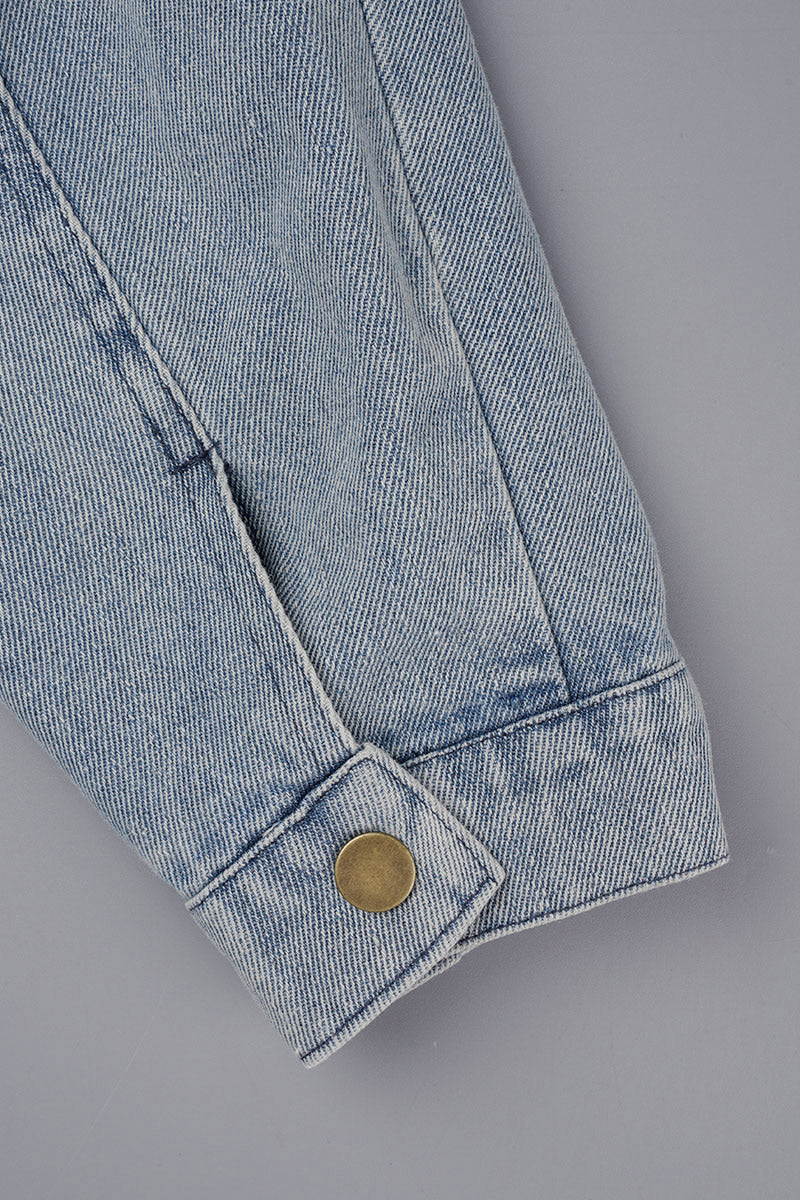 Stilla | Solid Patchwork Krumme Krave Lange Ærme Regular Denimjakke