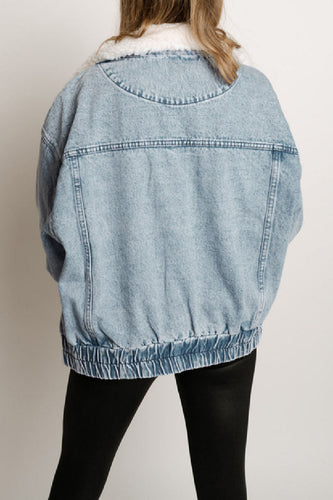 Stilla | Solid Patchwork Krumme Krave Lange Ærme Regular Denimjakke