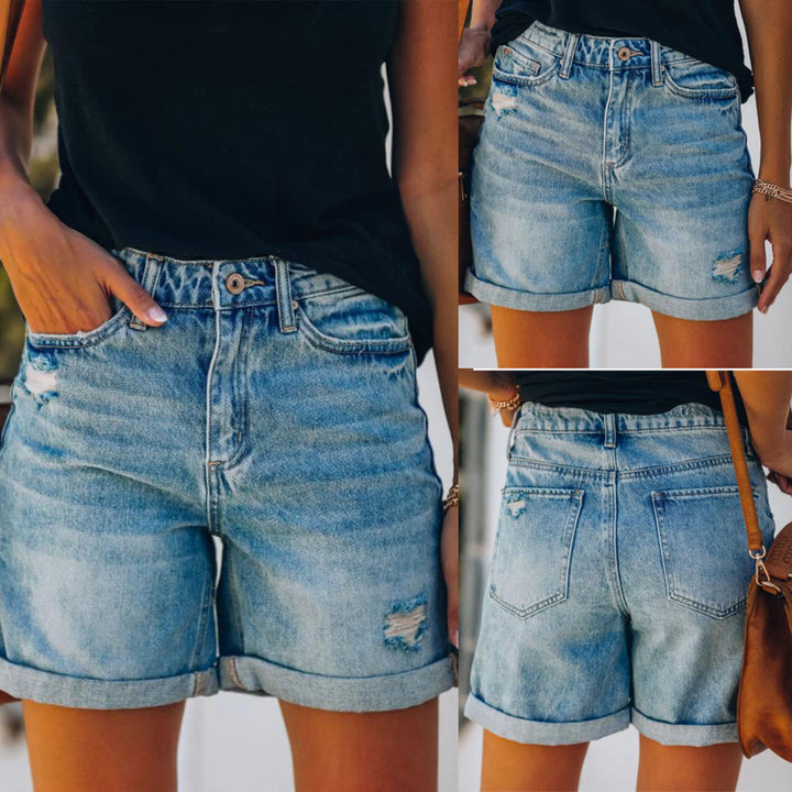 Dame denim shorts med moderne og afslappet snit Skovae